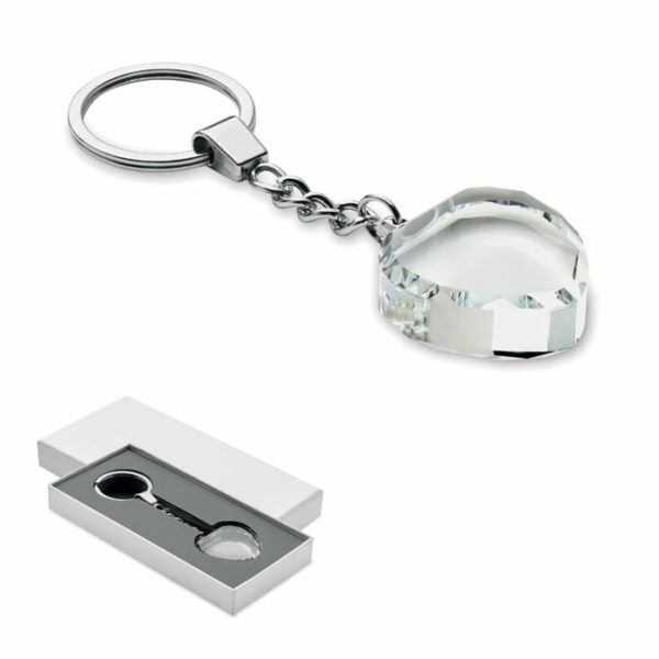 Porte-clés cœur en verre