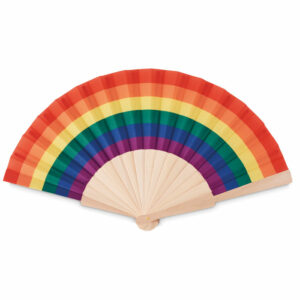 Eventail en bois arc-en-ciel